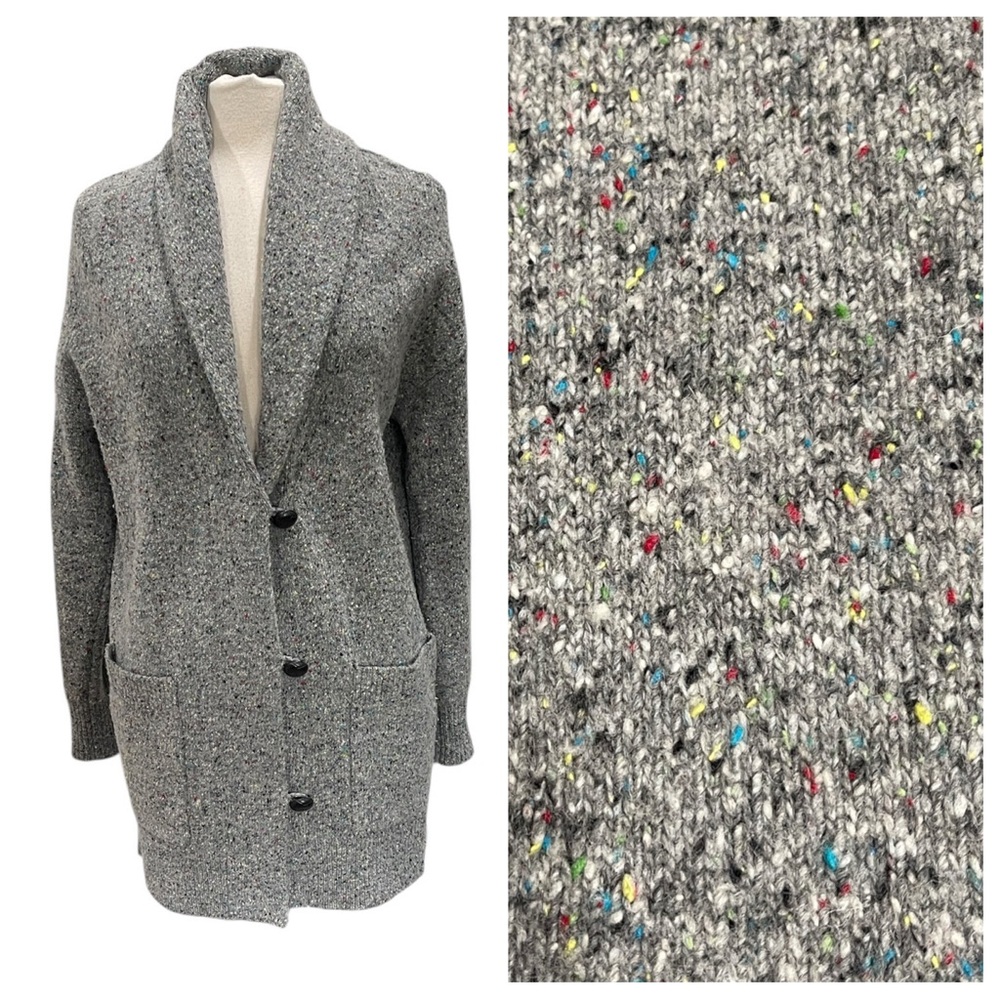 Anthropologie Oversized Long Length Multi Color Speckled Cardigan Sweater SZ S